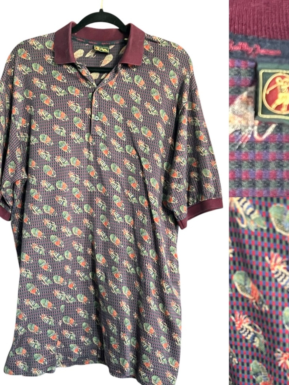 Vintage Bobby Jones Polo Novelty Fly Fishing Size XL